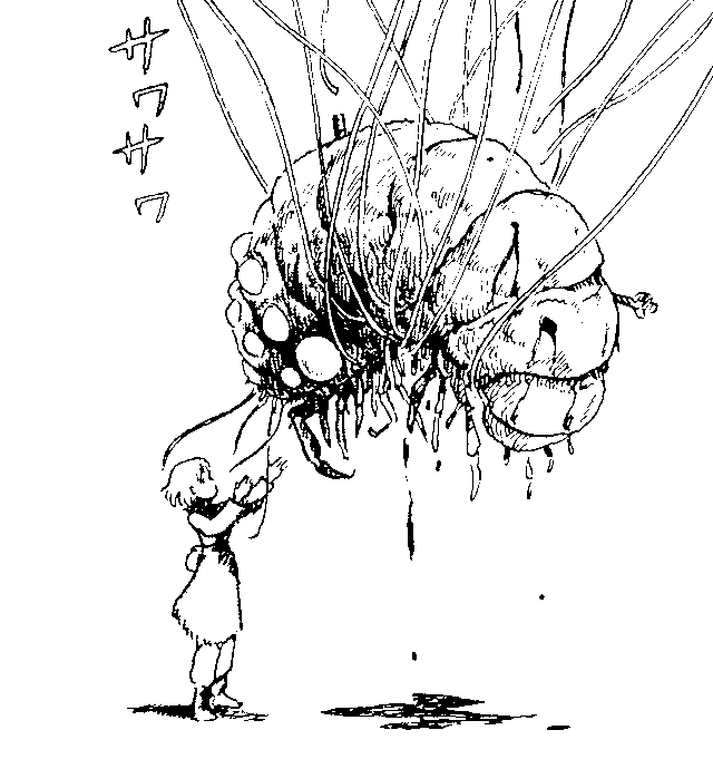 Nausicaä reaching out to a small suspended Ohm